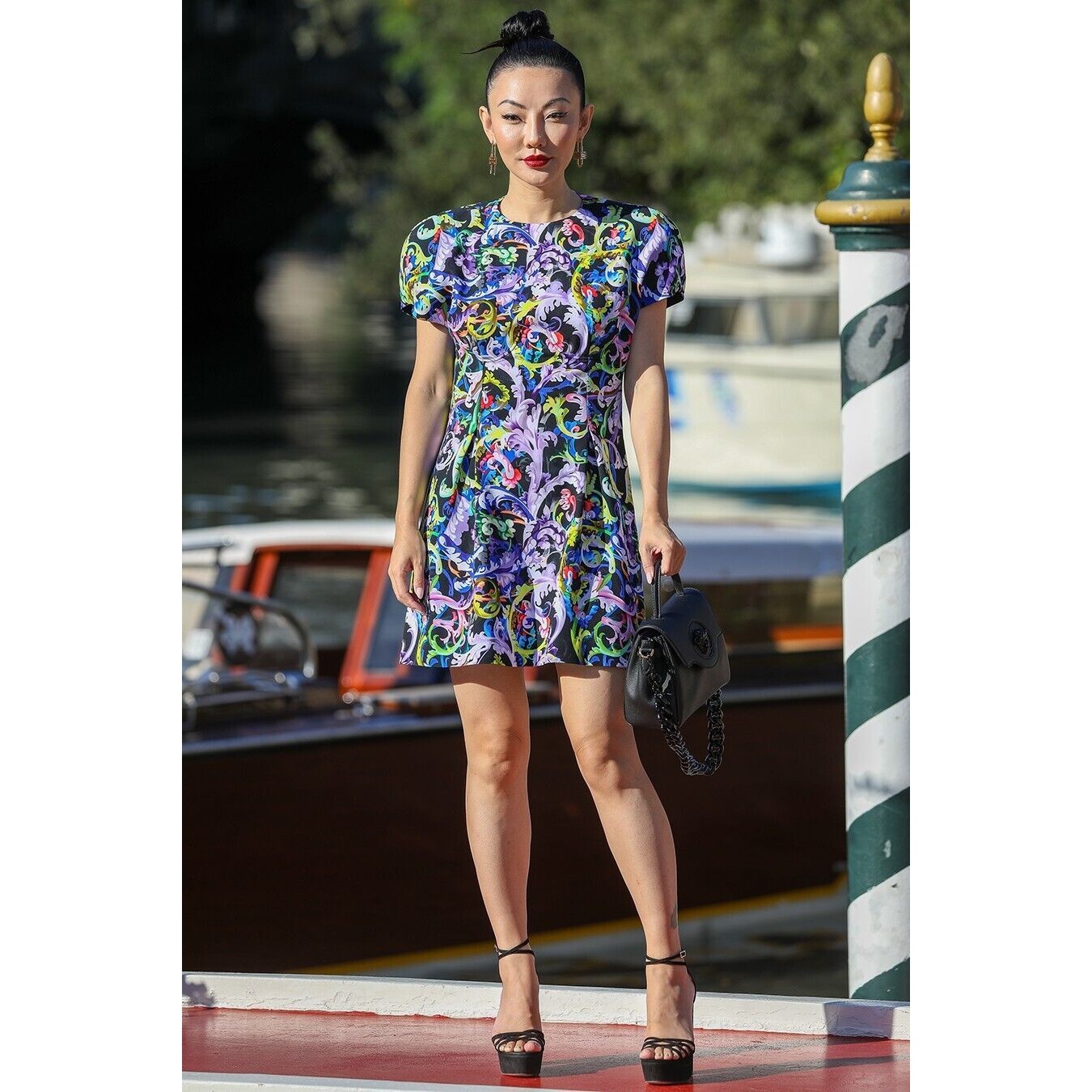 Nwt. $1996 Versace Baroccoflage Print Mini Dress In Black It38/Us2